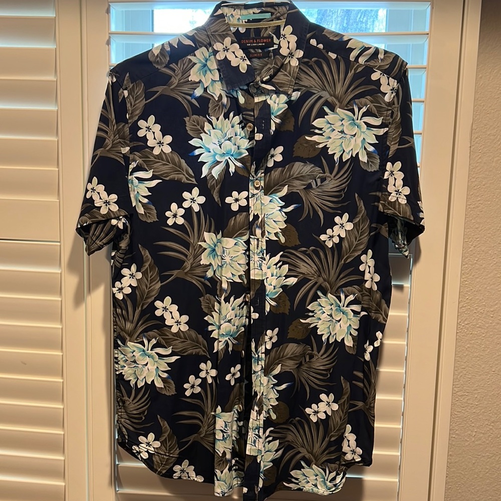 Denim & Flower Hawaiian shirt